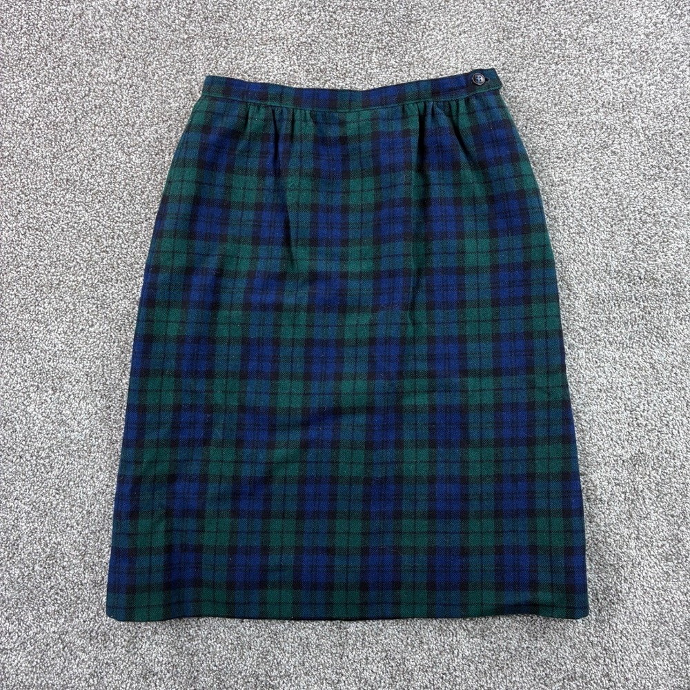 Vintage Pendleton Skirt Women's 8 Black Watch Tartan Plaid Wool Midi‎ A Pleated